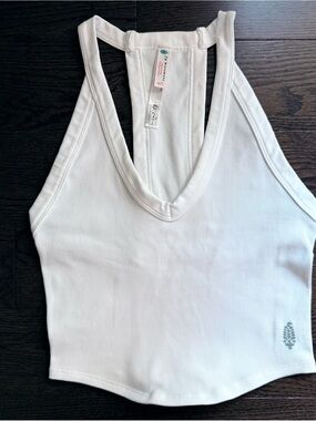 FP Movement All Clear White Ribbed V-Neck Racerback Tank